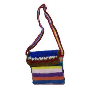 Handmade Crochet Rainbow Shoulder Bag Happy